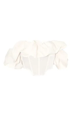 Corset Tissé Crème à Col Bardot Froncé Et Parties En Mesh -Pas Cher Tendance Charme Magasin 00d010853ce214e9006b038435d33d513e38bec3 cmu7631 5