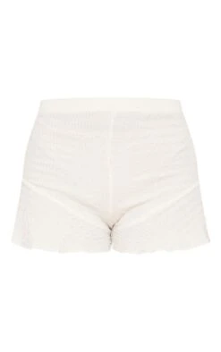 Mini Short En Jersey Texturé Blanc à Ourlet Volanté -Pas Cher Tendance Charme Magasin 052a1b82cef70349933ba122cf618d0afa3bec02 cnd9960 6