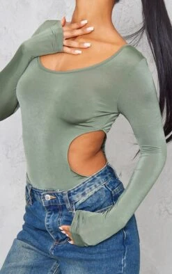 Body Moulant Kaki à Manches Longues Et Côté Découpé -Pas Cher Tendance Charme Magasin 05f1e6f5922997132eb14718d1f2600bd1ae5c85 cnd6137 4