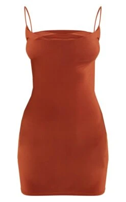 Robe Moulante Droite Rouille à Bretelles Spaghetti Et Col Bénitier -Pas Cher Tendance Charme Magasin 0616c377442521c0427af91e4cd57c297a7e3c5a cnd5845 5