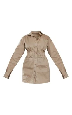 Robe Chemise En Maille Sergée Sable à Poches Frontales Et Taille élastique -Pas Cher Tendance Charme Magasin 065ee942b1f6fb4062055872dacaab3b51267659 cna3024 5