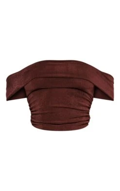 Top Moulant En Acétate Chocolat à Col Bardot Replié -Pas Cher Tendance Charme Magasin 0a35d3ffc896d5d4ab1e0a4145a8aa3436d63d3e cnc8951 5