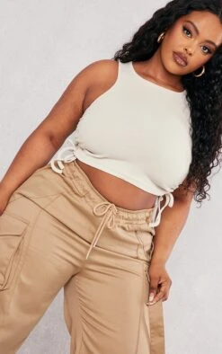 Plus Débardeur Court Froncé Côtelé Gris Pierre à Cordons Ajustables -Pas Cher Tendance Charme Magasin 0b19fb10d17b26b9bee8e6cd0366c207fdffec0b cne0727 4