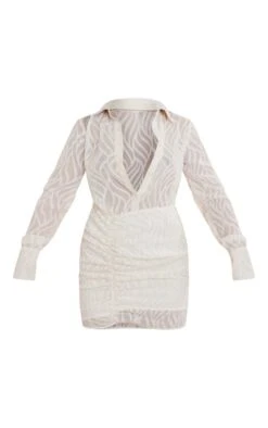 Robe Droite Texturée Transparente Crème à Boutons Et Jupe Froncée -Pas Cher Tendance Charme Magasin 0bff633ca809c0cf842a942d1cd803af95c5c692 cnd5898 5