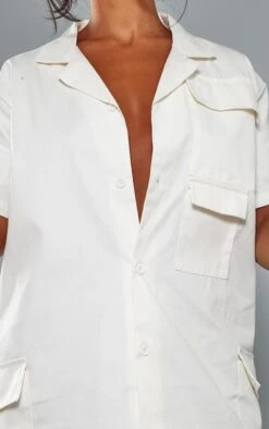 Robe Chemise Cargo écru Oversize à Poches Et Manches Courtes -Pas Cher Tendance Charme Magasin 0c63d1aeb14bb2f0825ea60708df3e6d7437f525 cna1003 4