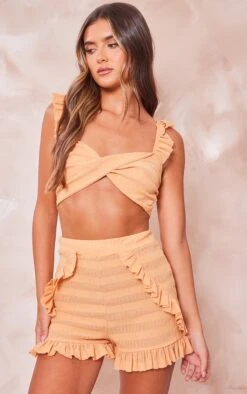 Mini Short Texturé Orange Vif à Volants -Pas Cher Tendance Charme Magasin 0dc866a2b3f4e48b78904f9cc41d117954a5663d cnf2248 4