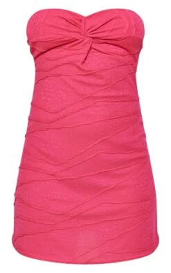 Robe Droite Bustier Texturée Rose Vif Torsadée -Pas Cher Tendance Charme Magasin 0e414d0798c6f734b978b4b9a04b6a0a2b4d912a cne6504 5