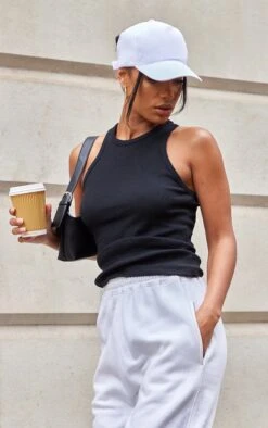 Pas Cher Tendance Charme Magasin 15 Débardeur Côtelé Noir Profond à Dos Nageur