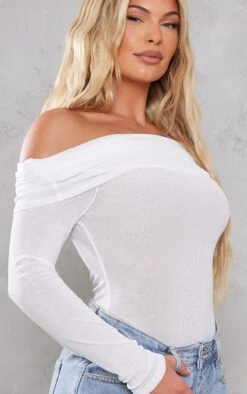 Body Blanc Froncé Texturé Transparent Très Replié à Col Bardot -Pas Cher Tendance Charme Magasin 102cca14fc0b20a1b62e9dbcd85bd841469a5b46 cnd8063 4