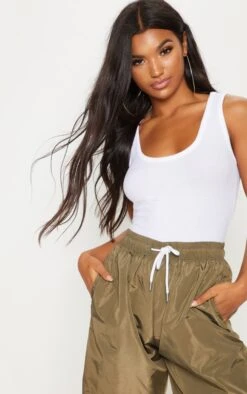 Débardeur Doux Blanc Côtelé Ajusté