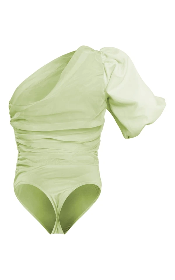 Body Asymétrique Vert Sauge En Organza à Manche Bouffante 6 Body Asymétrique Vert Sauge En Organza à Manche Bouffante – Image 6