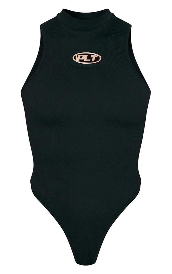 PRETTYLITTLETHING Body Noir à Col Montant Et Détail Empiècement 5 PRETTYLITTLETHING Body Noir à Col Montant Et Détail Empiècement – Image 5