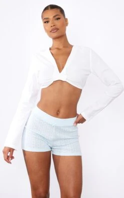 Mini Short Bleu En Maille Pointelle à Noeud -Pas Cher Tendance Charme Magasin 1e3433daed0598112c7c762c190917e860357038 cnd9920 4