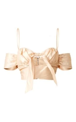 Bralette Satinée Champagne à Col Bardot Avec Noeud Et Buste Froncé -Pas Cher Tendance Charme Magasin 1f581f0883afbece4b252a0c9f6239f08c1a3163 cnd6192 5