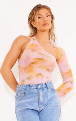 Logic Body Asymétrique En Mesh Imprimé Rose