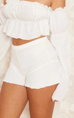 Mini Short En Jersey Texturé Blanc à Ourlet Volanté -Pas Cher Tendance Charme Magasin 21417a727695cfd8c3905e347ba4f9cc16e32984 cnd9960 5