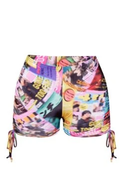 Mini Short Froncé Imprimé Journaux Multicolore -Pas Cher Tendance Charme Magasin 24b5938d1916b654f3b471cbdf6cd8d473376e2e CND8668 6