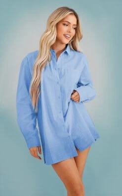Robe Chemise Oversize Effet Lin Bleu Clair -Pas Cher Tendance Charme Magasin 2a31ca44ad1b59ac957547c2bc519d2fadfd9d71 cnd6438 3