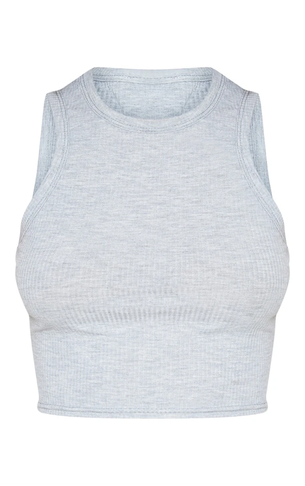 Débardeur Gris Argile Clair Côtelé à Dos Nageur 3 Débardeur Gris Argile Clair Côtelé à Dos Nageur – Image 3