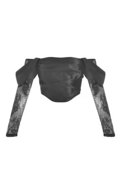 Crop Top Satiné Noir à Manches En Dentelle Et Col Bardot Drapé Plissé 9 Crop Top Satiné Noir à Manches En Dentelle Et Col Bardot Drapé Plissé -Pas Cher Tendance Charme Magasin 2c2dc6aad71c0b3c3533e03adf3220454ae1d61d cnd6215 5