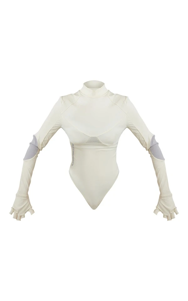 Body Moulant Crème Mat à Col Montant Et Parties Contrastantes 5 Body Moulant Crème Mat à Col Montant Et Parties Contrastantes – Image 5