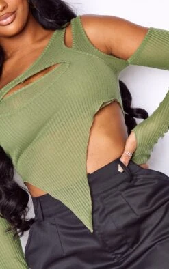 Shape Crop Top Asymétrique Côtelé Transparent Kaki à épaules Dénudées -Pas Cher Tendance Charme Magasin 38eca21f61fa137ab0bf11382d43894f2d13c049 cna8654 4