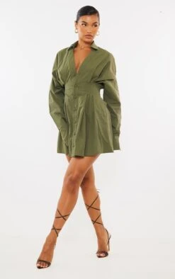 Robe Chemise Oversize Plissée En Maille Tissée Kaki -Pas Cher Tendance Charme Magasin 3a3e895376ac691917b65a51a36f7164398ecde5 cna4955 3