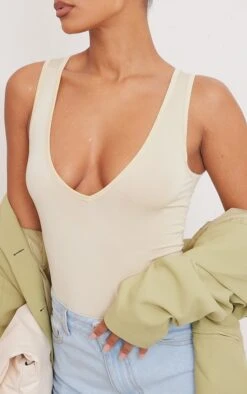 Body Moulant Basique Gris Pierre à Col En V -Pas Cher Tendance Charme Magasin 3bbfb60c4fa966ddad1ecb7005ab8aab14d438a2 cmy2043 4