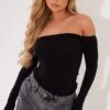 Top Moulant Noir à Col Bardot