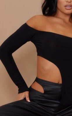 Logic Crop Top Moulant Asymétrique Noir à Col Bardot -Pas Cher Tendance Charme Magasin 3fa86499d76615f21d71360da9ddc3a4af816b51 cmw6813 4