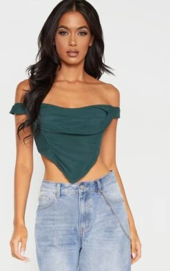 Pas Cher Tendance Charme Magasin 27 Corset En Mesh Vert Sapin à Col Bardot