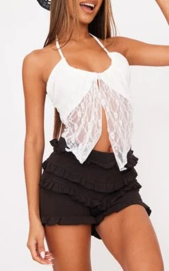 Mini-short En Coton Noir Très Volanté -Pas Cher Tendance Charme Magasin 43293a1831cc91d5d0f4e81eb7495bc3ebca087d cne3822 5