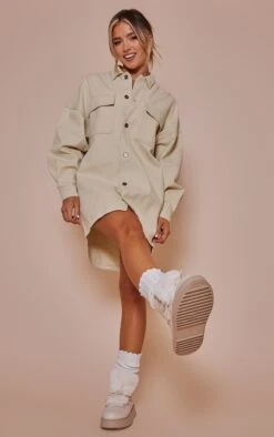 Robe Chemise Oversize En Jean Beige
