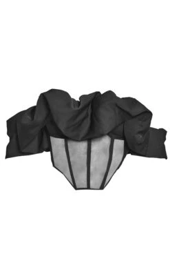 Corset Tissé Noir à Col Bardot Froncé Et Parties En Mesh -Pas Cher Tendance Charme Magasin 496a5c0829c165c94f4f3d90fc6be3a411166c69 cmu7630 5