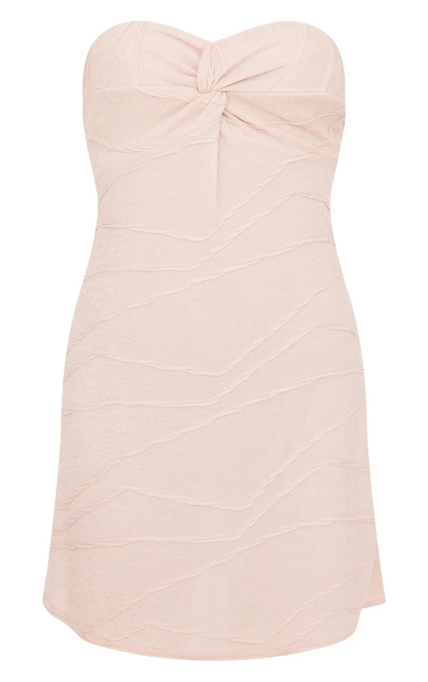 Robe Droite Bustier Texturée Gris Pierre Torsadée 5 Robe Droite Bustier Texturée Gris Pierre Torsadée – Image 5