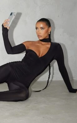 Body Moulant Asymétrique Noir Découpé