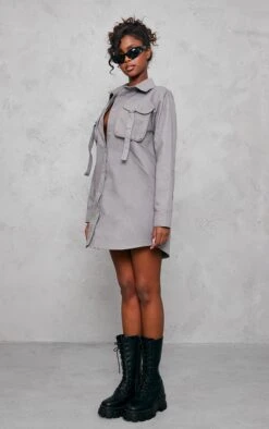 Robe Chemise Cargo Gris Anthracite à Poches Et Ceinture -Pas Cher Tendance Charme Magasin 52ebc9f41b43b4e75f5c2926a95b503b60e3be3e cnb9653 3