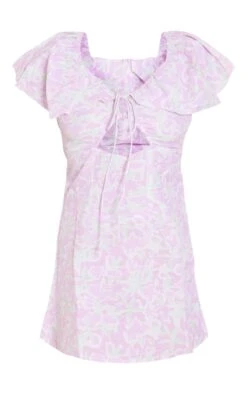 Robe Droite Lilas Fleurie Imprimé Abstrait Nouée à Manches Volantées -Pas Cher Tendance Charme Magasin 55d17a2ad6e6b4b6331a9e379f67f4b996c529d0 cnd5572 5