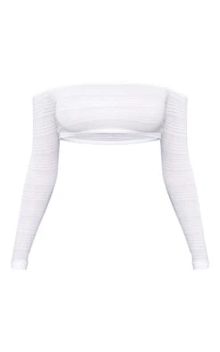 Crop Top Finement Texturé Crème à Col Bardot -Pas Cher Tendance Charme Magasin 56dc0a8deba7fe6687d3cbe8b5610c4b6507d4a4 cnd6065 5