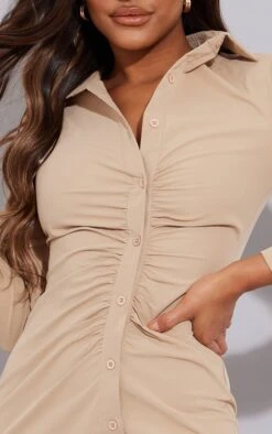 Robe Chemise Gris Pierre à Fronces Et Boutons Asymétriques -Pas Cher Tendance Charme Magasin 5997b3e0af570b70b14219542bb625b8185b45b8 cmu7223 5