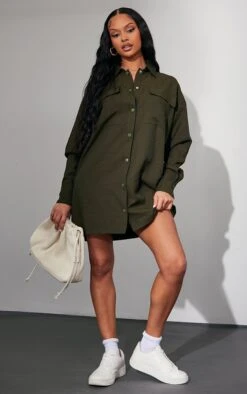 Robe Chemise Oversize Kaki Foncé à Boutons-pression 7 Robe Chemise Oversize Kaki Foncé à Boutons-pression -Pas Cher Tendance Charme Magasin 5ee8ae05ce4bc3b3f30d5a30a8829d6f1a07731e cnc6998 3