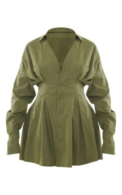 Robe Chemise Oversize Plissée En Maille Tissée Kaki -Pas Cher Tendance Charme Magasin 6073be2da9b8834f951322430e22809b2a537ffc cna4955 5