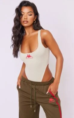 Body échancré Gris Pierre à Logo Imprimé