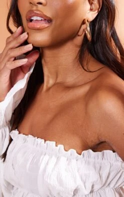 Crop Top Col Bardot Texturé Volanté Blanc -Pas Cher Tendance Charme Magasin 64c9caa668d96785353d9e0addcb0577f2c4b48f cnd5598 4