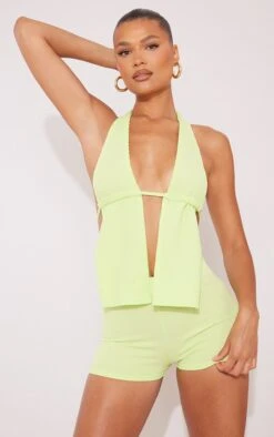 Logic Mini Short Vert Citron Clair Crêpé Et Côtelé -Pas Cher Tendance Charme Magasin 6519544260b541bc57723df4acd71153c80141fd cne7651 4