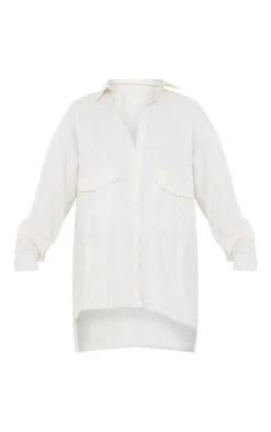 Robe Chemise Oversize En Maille Sergée Blanche à Ourlet élimé Et Boutons -Pas Cher Tendance Charme Magasin 65d033c7eef00c3c357a4a86cede324e3cb4163a cna3025 5