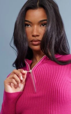 Mini Robe Pull Rose Vif à Zip -Pas Cher Tendance Charme Magasin 67c2e948964c0265d6e92e9ef8859e3dd02e2f9d cnb1427 4