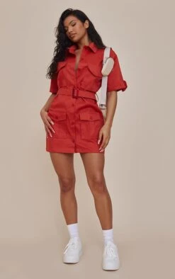 Robe Chemise Cargo Rouille Ceinturée à Manches -Pas Cher Tendance Charme Magasin 6c02d84d22c09d1c6f8193c3687a1510f0341afb cnc7086 3