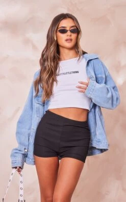 Mini Short Côtelé Doux Noir Délavé