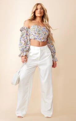 Crop Top Fleuri Lilas à Col Bardot Et Liserés Structurants -Pas Cher Tendance Charme Magasin 6f20c08917a7350af7e9df8d232b0e2e5f73764a cnd7931 3